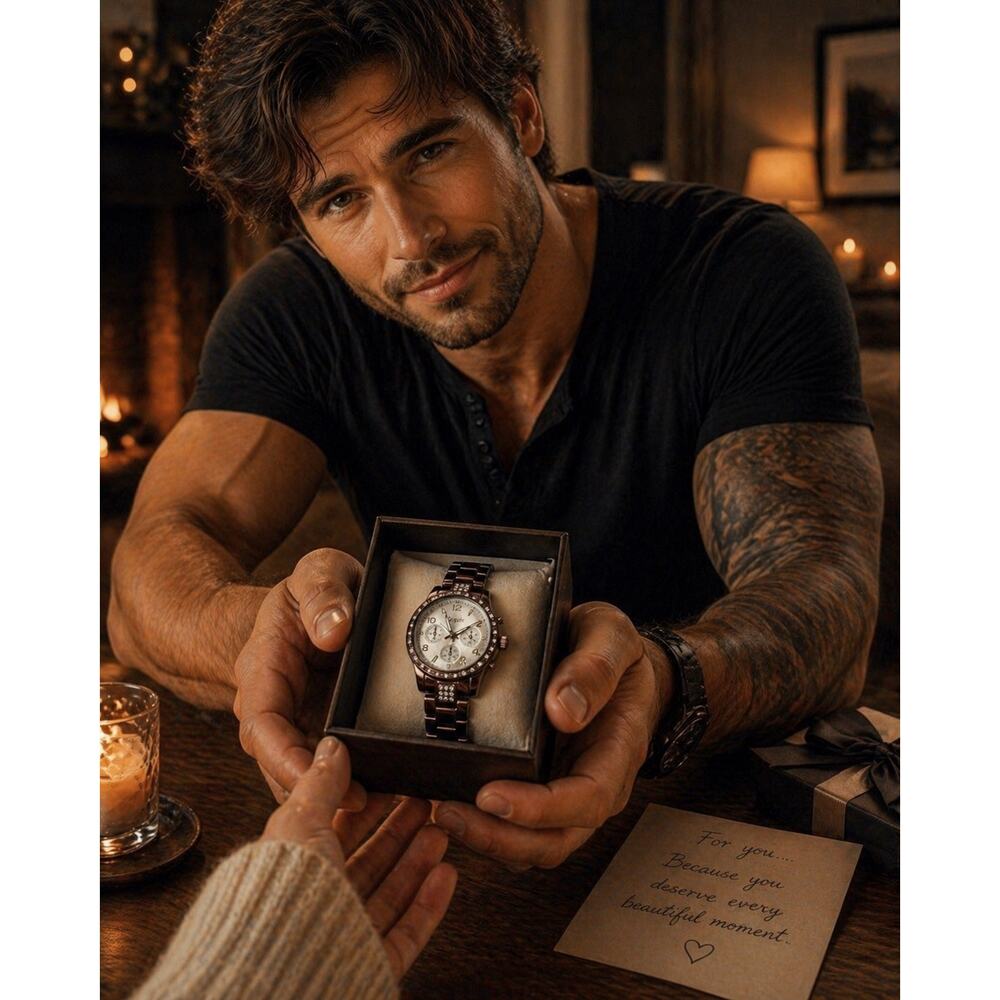 Crystal Bezel Chocolate Tone Watch Novelle | Elegant Rhinestone Accent